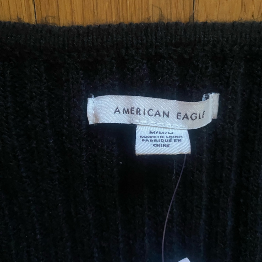 American eagle Black Ribbed Button-Up Sweater - Picture 2 of 6